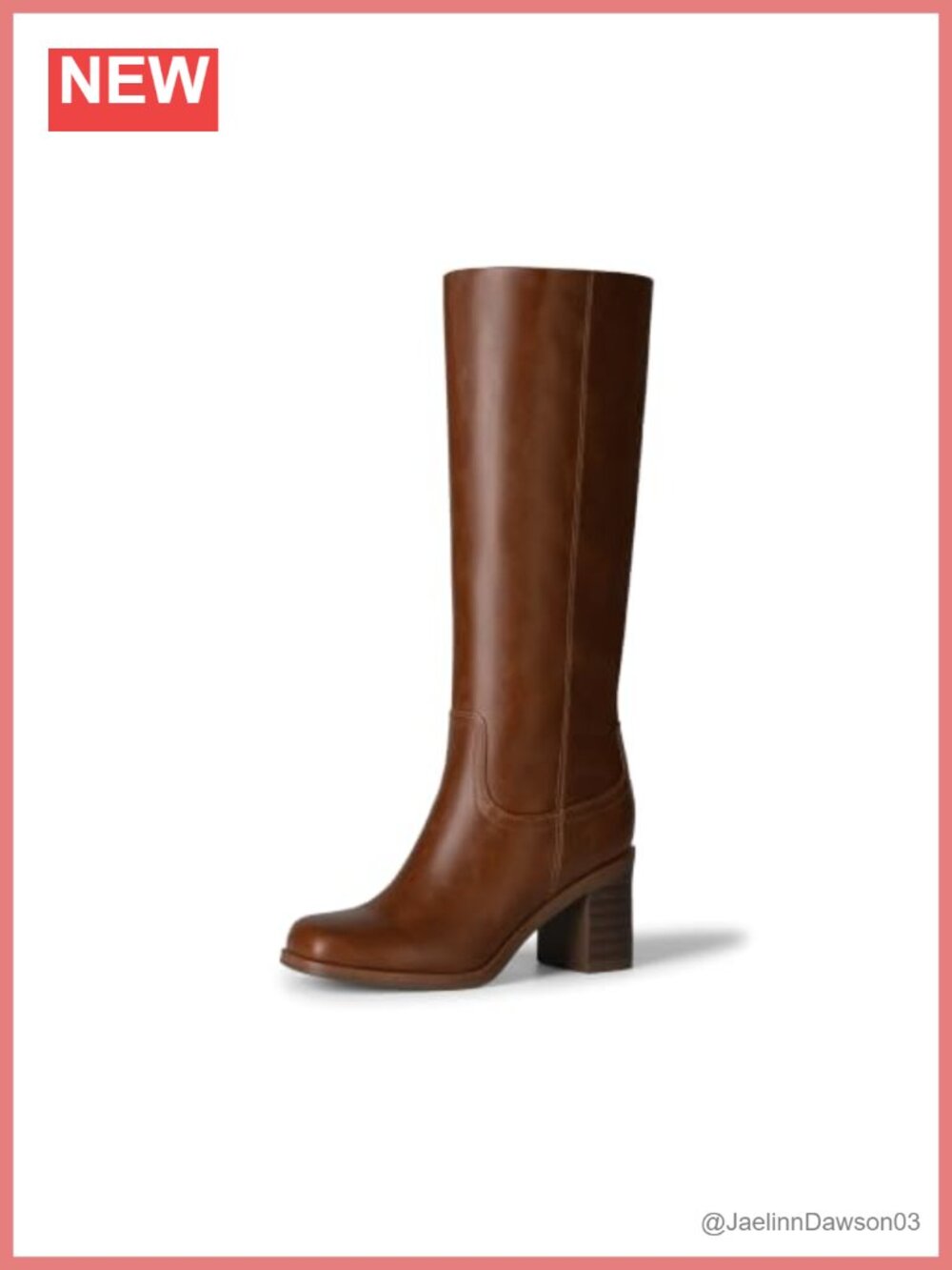 Women's Square Toe Chunky Knee High Boots Faux Leather Pull On